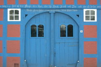 Das Bertelsmann-Haus mit seinem blau gestrichenen St�nderwerk geh�rt zu den �ltesten Bauernh�usern in Worpswede