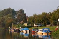 Blick auf Hamme und Campingplatz an der Teufelsmoorschleuse