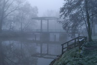 Br�cke an der Hamme im Nebel
