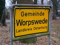 Ortsschild der Gemeinde Worpswede im Landkreis Osterholz