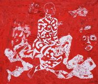 Nostalgie 120x140cm Collage Papier, Sand und Acrylmischtechnik auf Leinwand