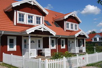 Moderne Schweden-Holzh�user im Neubaugebiet von Worpswede