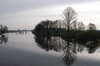 Blick von der Br�cke bei "Melchers H�tte" auf die Torfkahnflotte