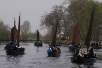 Die Torfkahnflotte bei "Melchers H�tte" auf dem Weg in Richtung "Tietjens H�tte"