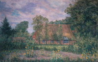 Gem�lde von Walter Bertelsmann: Mein Haus im Garten, 1955, �l/Pappe