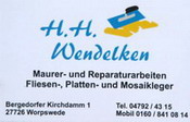 H.H. Wendelken (Maurer- und Reparaturarbieten, Fliesen-, Platten- und Mosaikleger), Bergedorfer Kirchdamm 1, 27726 Worpswede, Tel.: 04792/4315, Mobil: 0160/8410814, Mail: hanshermannwendelken@hotmail.de