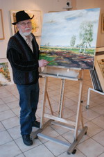 Maler Josef Hartmann an der Staffelei