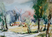 Aquarell der Worpsweder M�hle