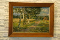 Gem�lde von Karl Krummacher: Birkenweg, �l/Pappe