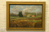Gem�lde von Karl Krummacher: Herbstlandschaft mit Bauernhof, �l/Pappe