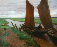 Gem�lde von Fritz Mackensen: Torfk�hne auf der Hamme, 1904