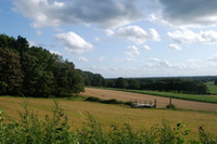 Blick vom Susenbarg auf den Steg am Weyerberg, der dazu animieren soll, sich �ber den Klimawandel Gedanken zu machen