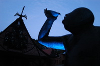 Bacchus-Brunnen bei Nacht