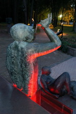 Bacchus-Brunnen bei Nacht
