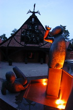 Bacchus-Brunnen bei Nacht