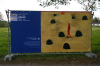 25 Heini Linksh�nder (geb. 1938), Stilles Land, 2007, Privatbesitz - en plein air - Worpsweder Kunst unter freiem Himmel - hier gegen�ber dem M�hlen-Atelier (im Hintergrund die Martin Kausche-Ateliers)