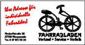 Der Fahrradladen (Eckhard Eyl - Verkauf, Service und Verleih), Findorffstr. 28, Tel.: 04792/2323, Fax.: 04792/4301, Mail: fahrradladen-worpswede@t-online.de, Homepage: www.fahrrad-eyl.de