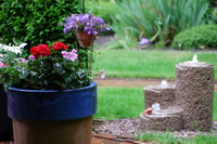 Gartendetail der Ferienwohnung B�schen mit kleinem Springbrunnen