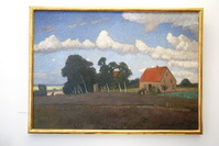 Gem�lde von Otto Modersohn (1865-1943): Worpsweder Sommerlandschaft mit rotem Haus, um 1906, Galerie Cohrs-Zirus, Bergstra�e 33, 27726 Worpswede, Tel.: 04792/1748 + 2320, Fax.: 04792/9515107, Mail: galerie.cohrs-zirus@t-online.de