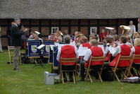 Musiker vom "Blasorchester Grasberg" beim Familienfest auf dem Findorffhof in der Gemeinde Grasberg