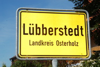 Ortsschild von L�bberstedt (Gemeinde der Samtgemeinde Hambergen) im Landkreis Osterholz