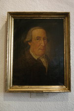 Portr�t des fr�heren Moorkommissars J�rgen Christian Findorff (1720-1797) als Gem�lde im "Vogelmuseum" in der "Museumsanlage Osterholz"
