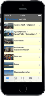 Screenshot der Helgoland-Insel-App für iPhone, iPad + Android (www.helgoland-app.de) - GPS-gesteuert Helgoland neu entdecken ...