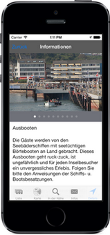 Screenshot der Helgoland-Insel-App für iPhone, iPad + Android (www.helgoland-app.de) - GPS-gesteuert Helgoland neu entdecken ...