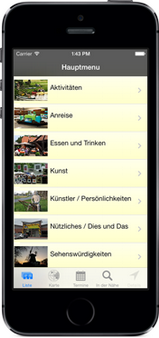 Screenshot der Worpswede24-App für iPhone, iPad + Android (www.worpswede-app.de) - GPS-gesteuert Worpswede neu entdecken ...